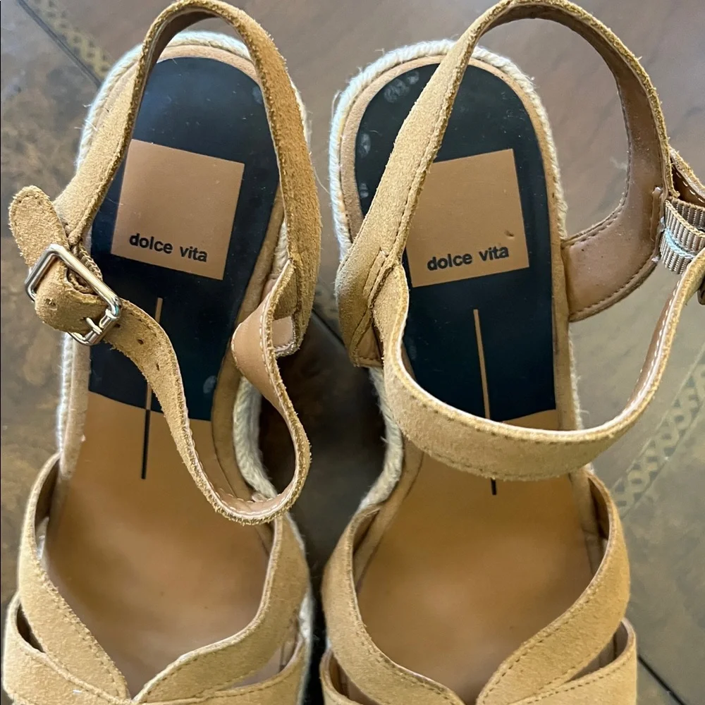 Dolce Vita Tan Suede Espadrille Wedge Sandals